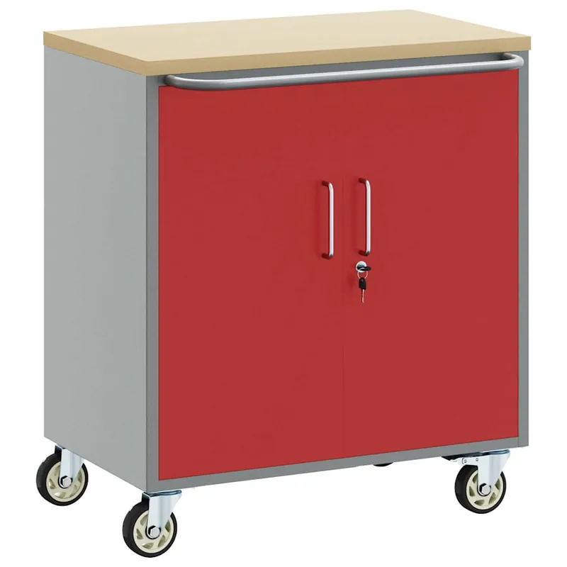 vidaXL Carrello da lavoro a rulli Rosso e Grigio 75 x 45 x 85 cm Merkproduct