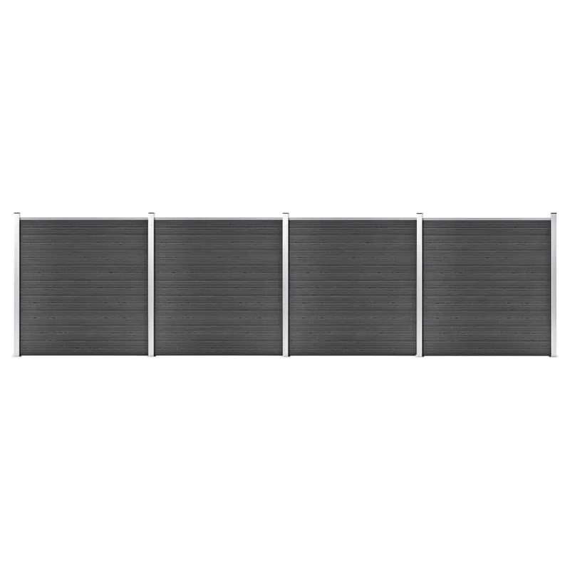 vidaXL Set Pannelli di Recinzione in WPC 699x186 cm Nero Direct Beschikbaar