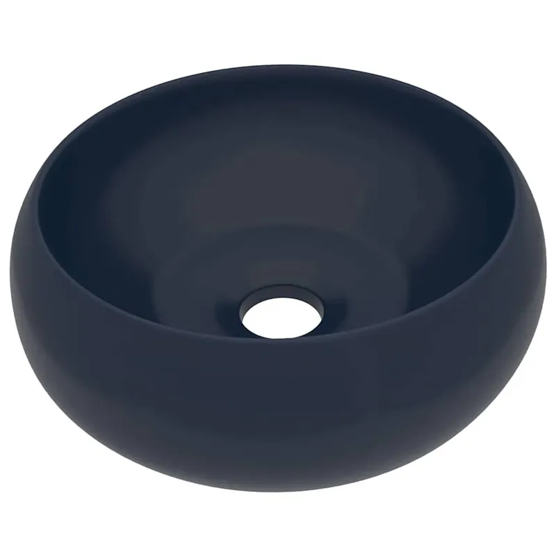 Beste Prijs vidaXL Lavandino Lusso Rotondo Blu Scuro Opaco 40x15 cm in Ceramica