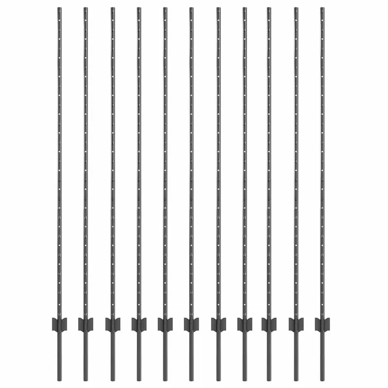 vidaXL Palo per recinzione interrato 11 pz Grigio 200 cm Premium