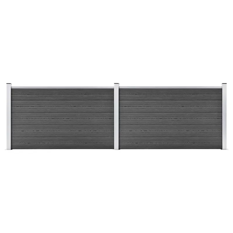 vidaXL Set Pannelli di Recinzione in WPC 353x105 cm Nero Beste Prijs