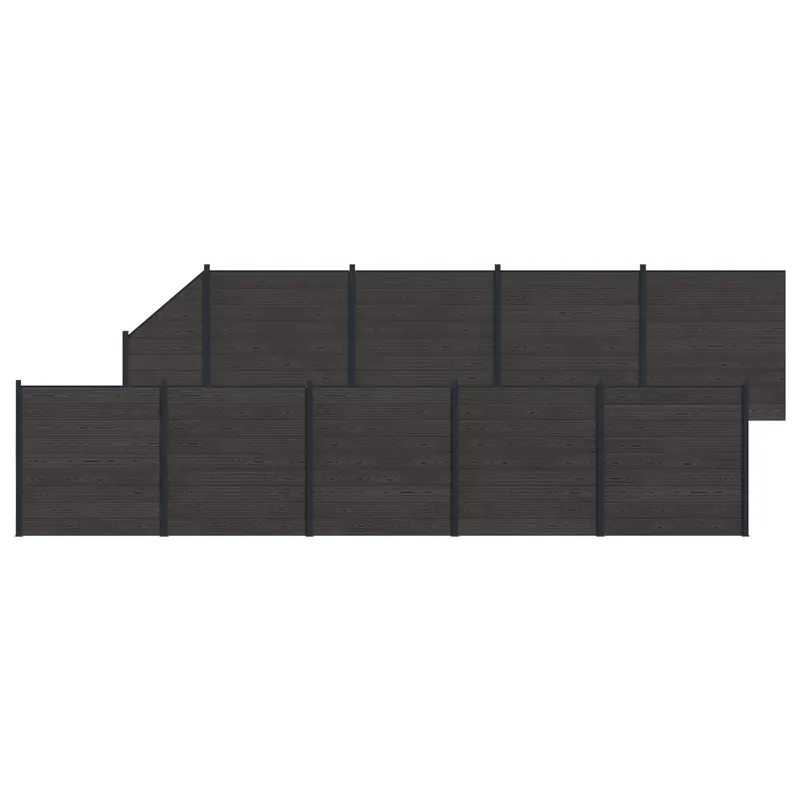 vidaXL Set di Recinzione 10 pcs 1657 x 186 cm WPC e Alluminio Nero Koop Vandaag