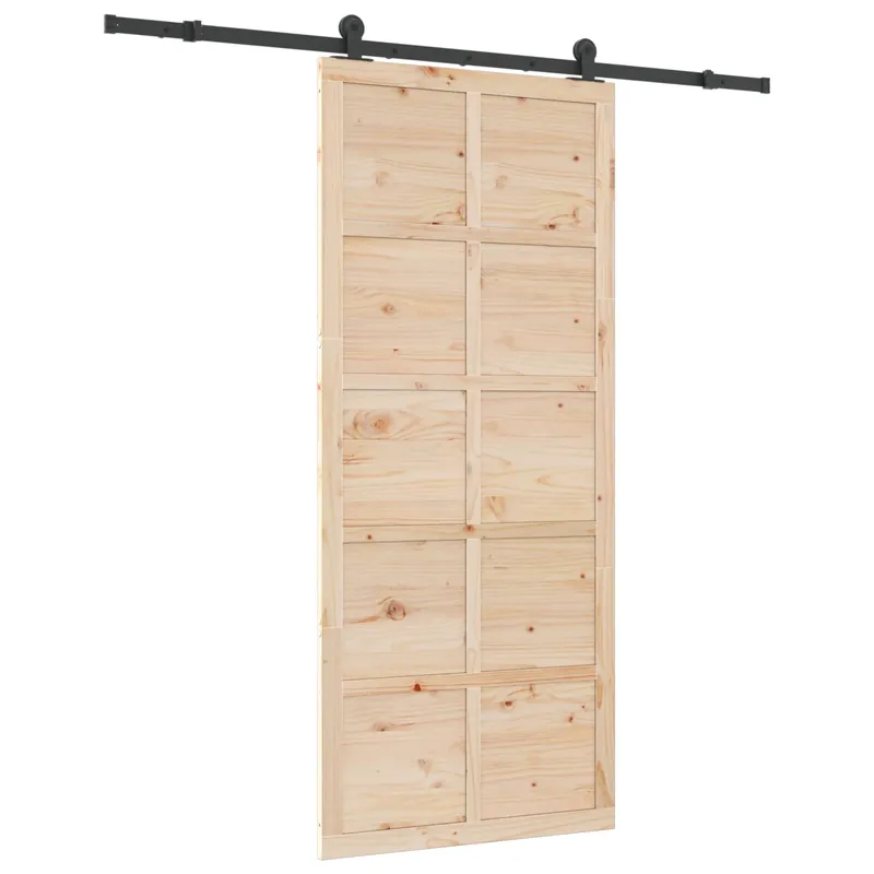 vidaXL Porta scorrevole Naturale 90 x 208 cm Legno Massello di Pino Exclusieve Aanbieding