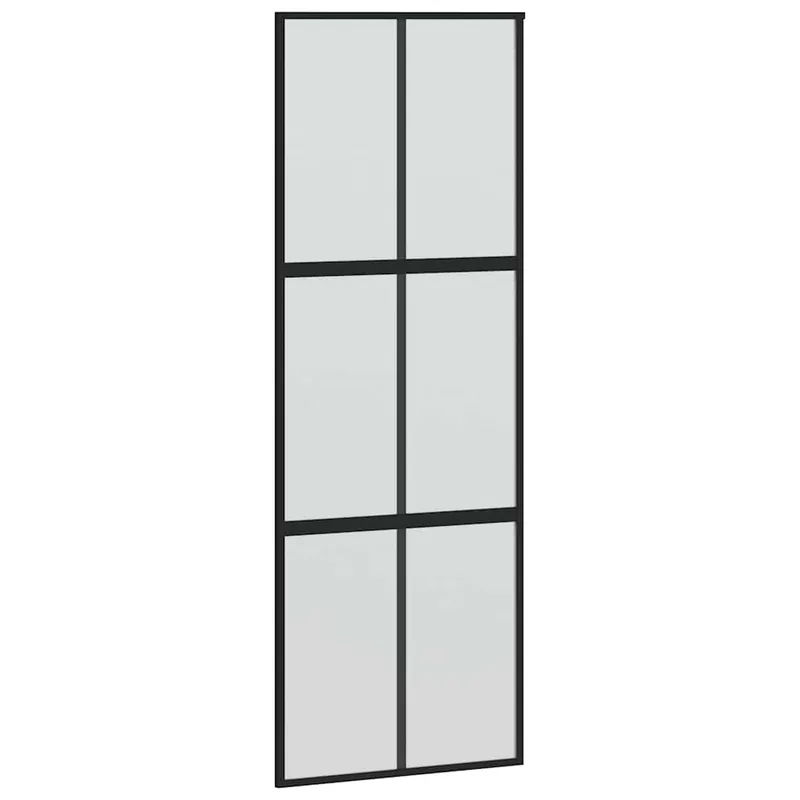 Express Levering vidaXL Porta Scorrevole Nera 76x205 cm in Vetro Temperato e Alluminio