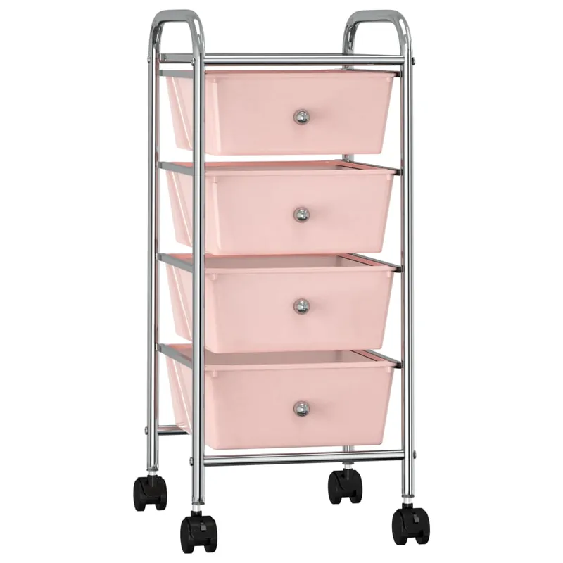 vidaXL Carrello Portaoggetti Mobile con 4 Cassetti Rosa in Plastica Op = Op