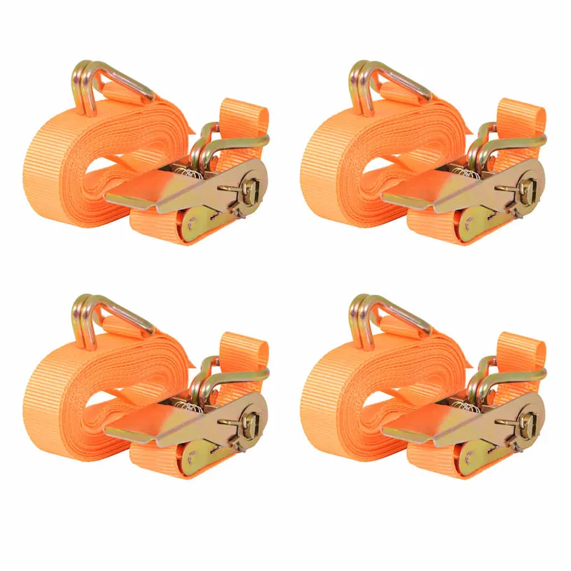 vidaXL Cinghie d‘Ancoraggio 4 pz a Cricchetto 0,4 T 6mx25mm Arancione Superprijs