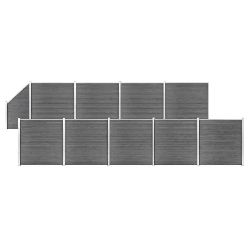 Koop Vandaag vidaXL Pannelli Recinzione WPC 9 Quadrati 1 Inclinato 1657x186cm Grigi