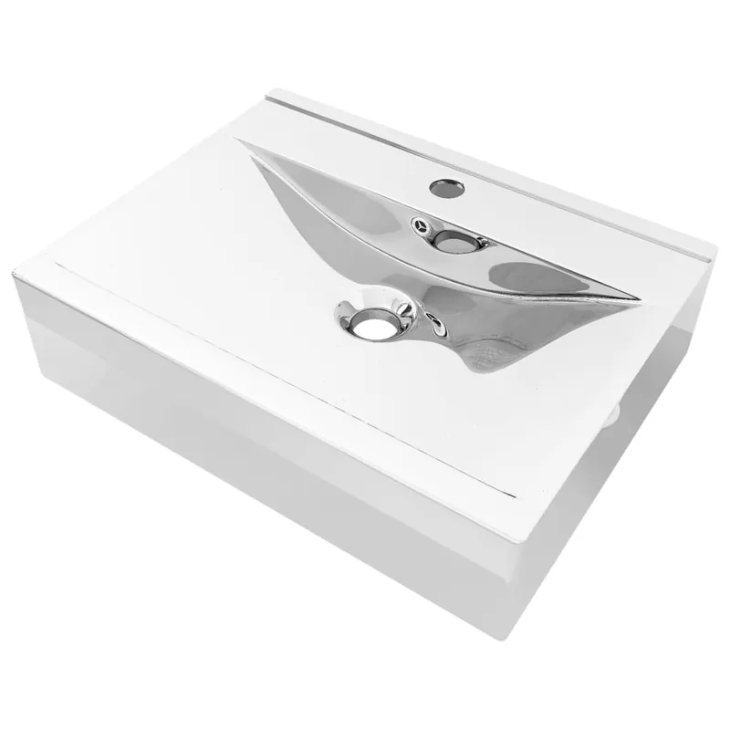Gratis Retour vidaXL Lavandino con Troppopieno 60x46x16 cm in Ceramica Argento