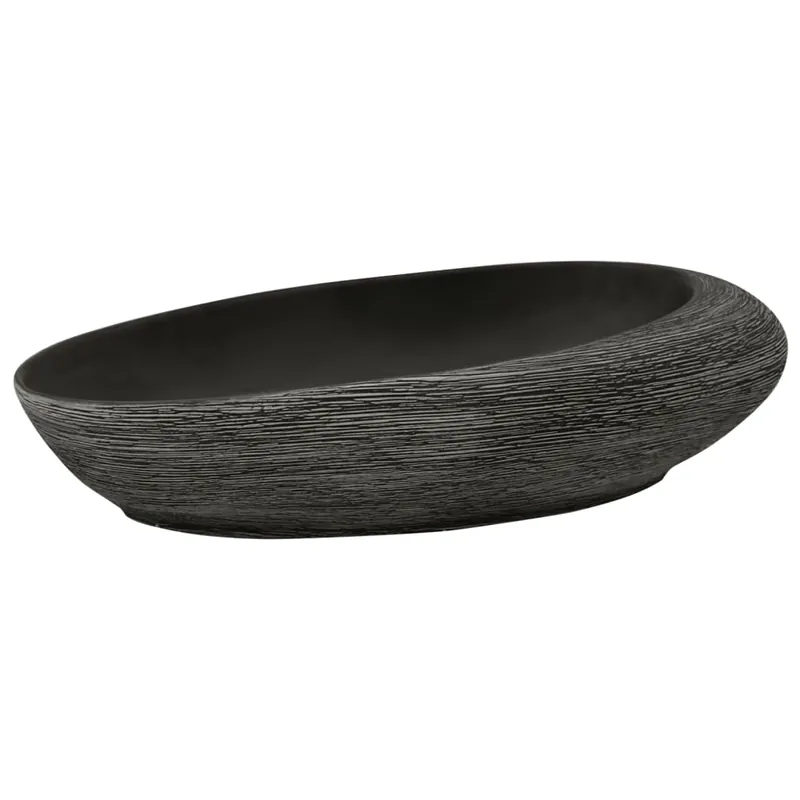 Bestseller vidaXL Lavabo da Appoggio Grigio e Nero Ovale 59x40x14 cm Ceramica