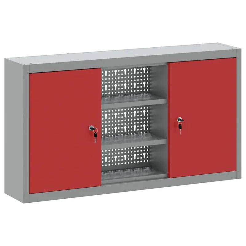vidaXL Mobile per attrezzi con blocco Rosso e Grigio 100 x 20 x 55 cm Finale Uitverkoop