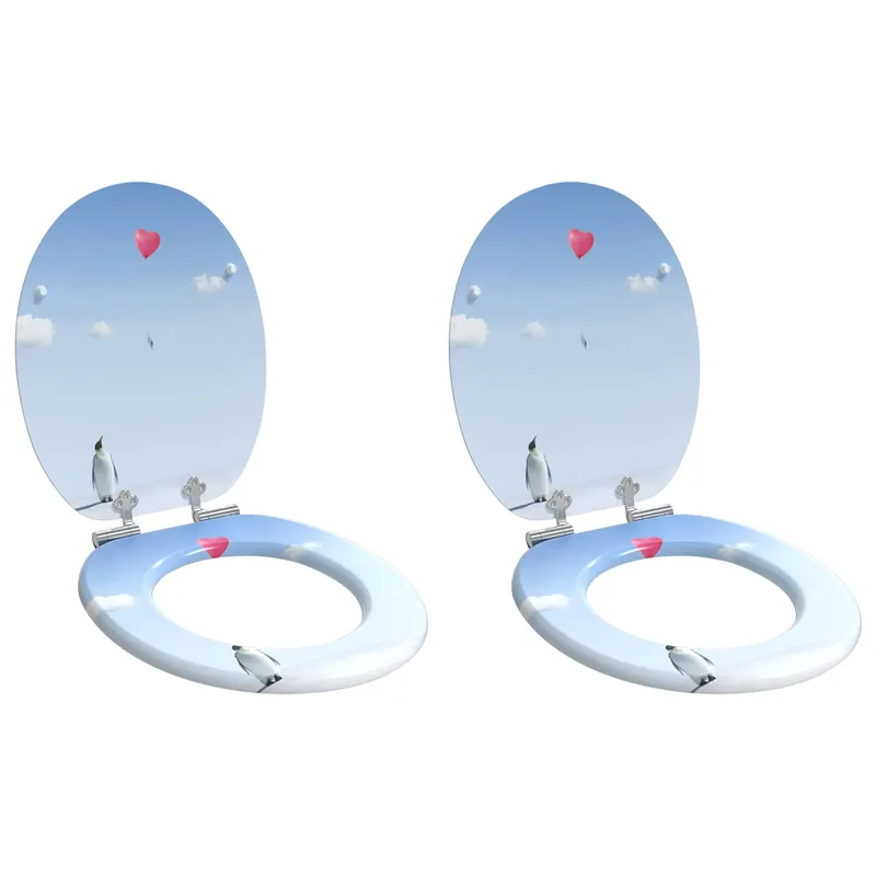 vidaXL Sedile per toilette con chiusura morbida 2 pcs Blu 44 x 38 cm Tijdelijk Beschikbaar