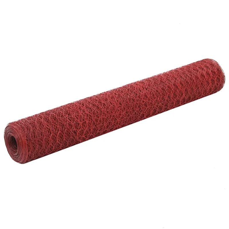 vidaXL Recinzione in Rete per Pollaio in Acciaio e PVC 25x1 m Rossa Betrouwbaar