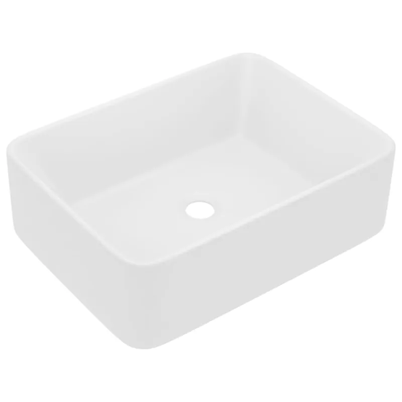 Rechtstreeks Van De Fabrikant vidaXL Lavandino Luxury Bianco Opaco 41x30x12 cm in Ceramica