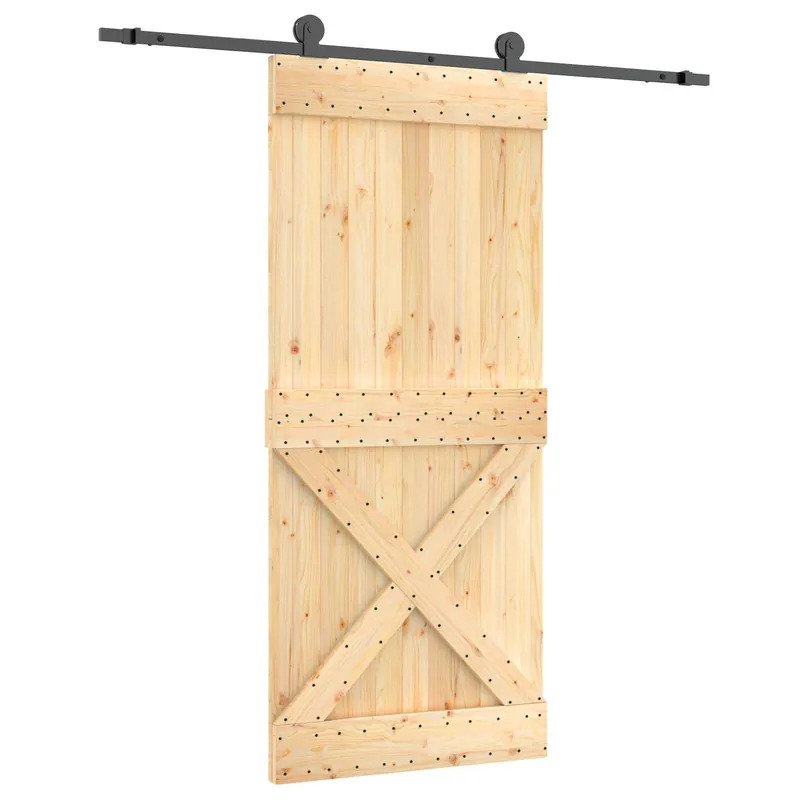vidaXL Porta scorrevole Naturale e Nero 90 x 210 cm Premium