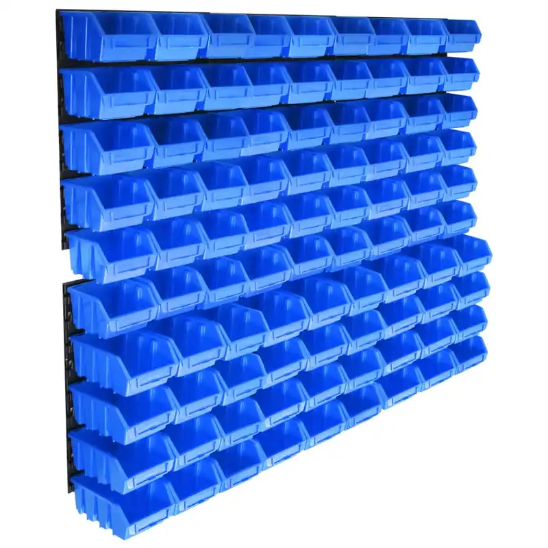 Betaalbaar vidaXL Kit Contenitori di Stoccaggio 96 pz con Pannelli a Parete Blu