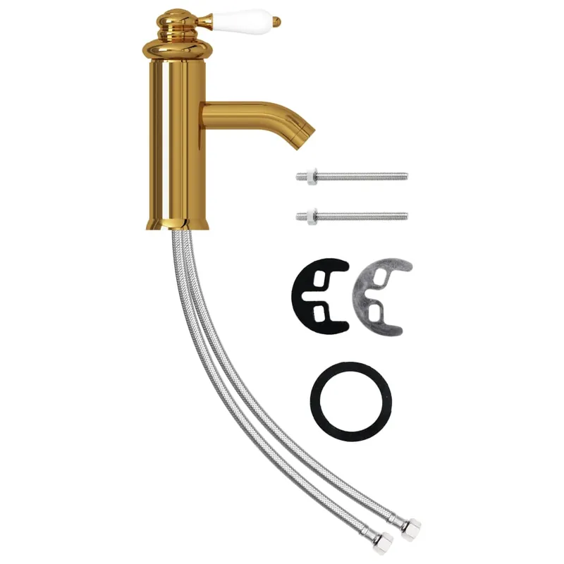 Premium vidaXL Rubinetto per Lavabo del Bagno Oro 130x180 mm