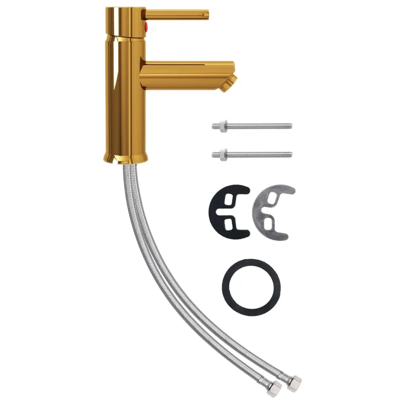 Goedkoop vidaXL Rubinetto per Lavabo del Bagno Oro 130x176 mm