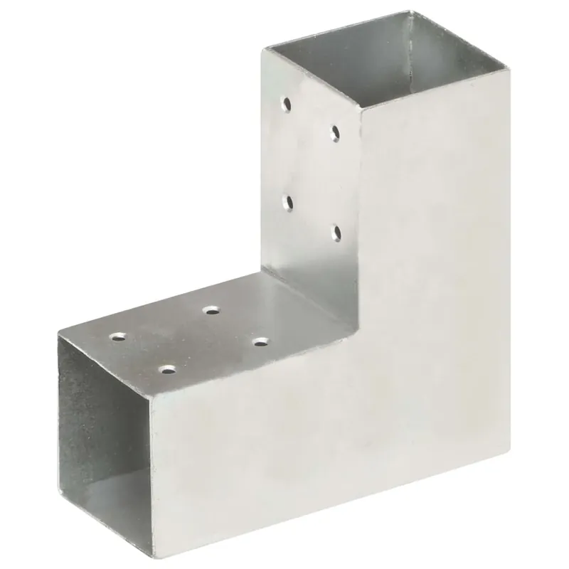 vidaXL Connettore per Pali a Forma di L in Metallo Zincato 71x71 mm Hoge Kwaliteit