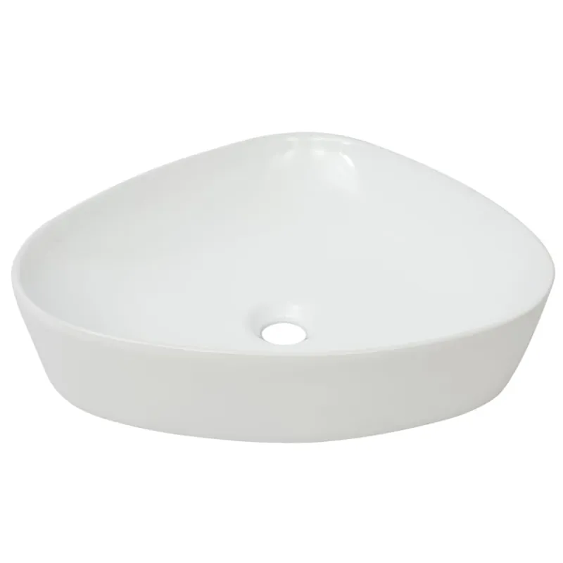 Koopje vidaXL Lavandino Triangolare in Ceramica Bianca 50,5x41x12 cm