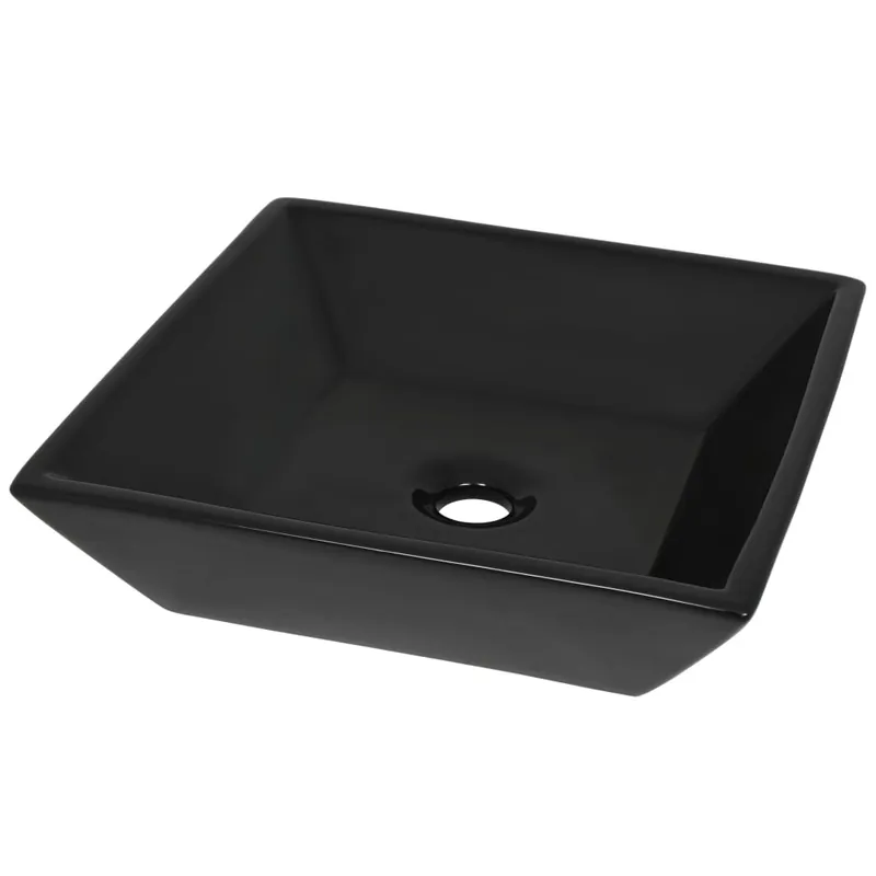 vidaXL Lavandino Quadrato in Ceramica Nero 41,5x41,5x12 cm Koop Online
