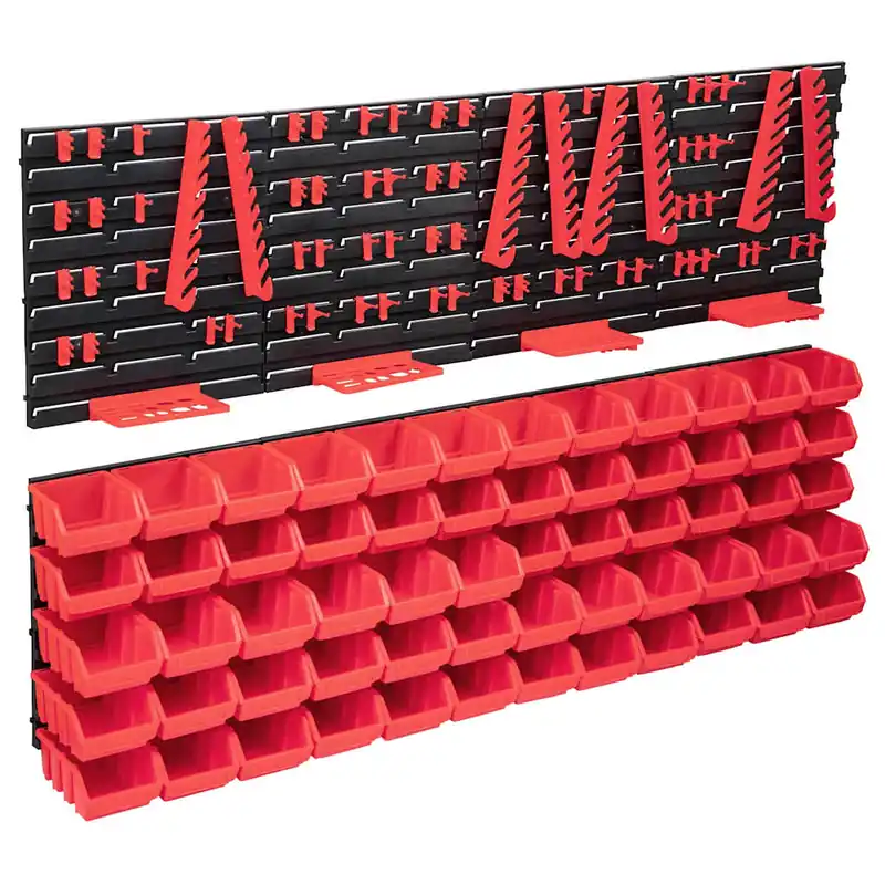 Beperkt Aanbod vidaXL Kit Contenitori 136 pz con Pannelli a Parete Rosso e Nero