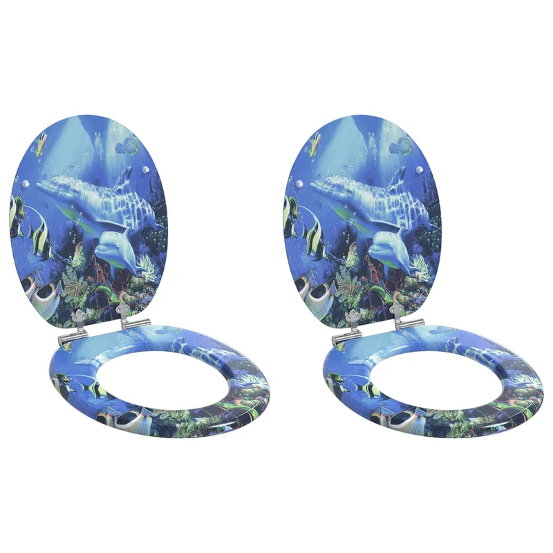 vidaXL Sedile per toilette con chiusura morbida 2 pcs Blu 44 x 38 cm Exclusieve Aanbieding