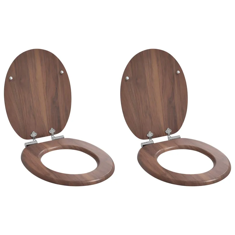 vidaXL Sedile per toilette con chiusura morbida 2 pcs Marrone Uitverkoop