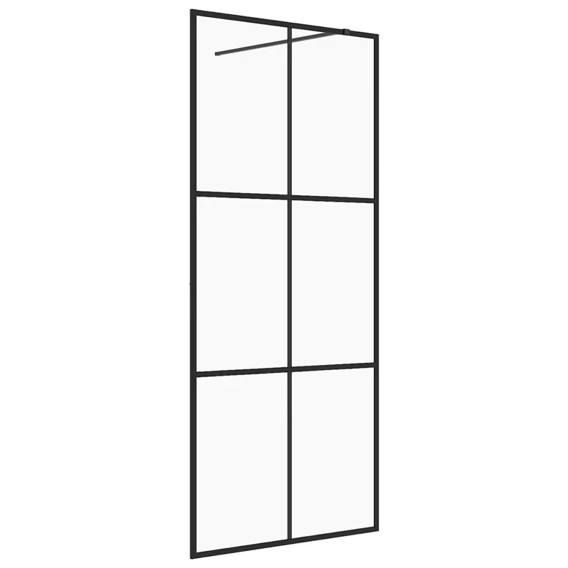 vidaXL Parete Doccia Walk-in in Vetro Trasparente ESG Nera 80x195 cm Rechtstreeks Van De Fabrikant