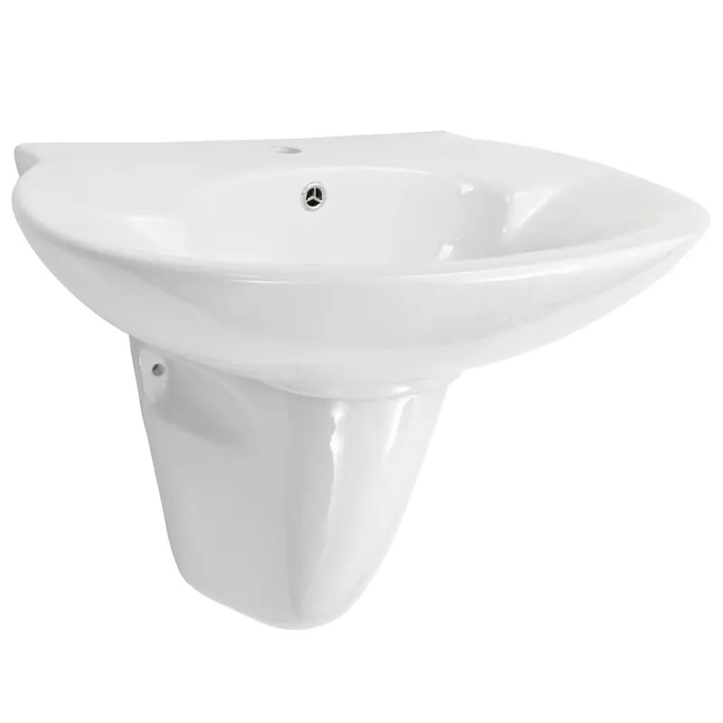 Korting vidaXL Lavabo a Parete in Ceramica Bianco 690x520x210 mm