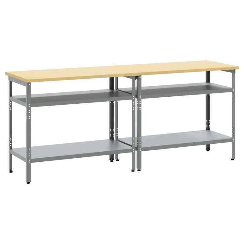 Betrouwbaar vidaXL Set banco da lavoro 2 pcs Beige e grigio 200 x 55 x 85 cm