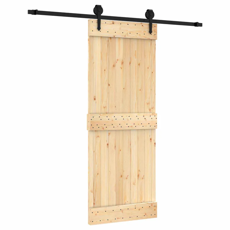 Dagaanbieding vidaXL Porta scorrevole Naturale e Nero 80 x 210 cm