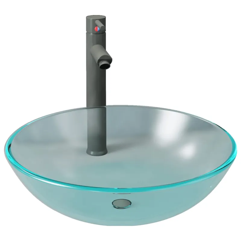 vidaXL Lavandino con Rubinetto e Piletta in Vetro Temperato Satinato Gereduceerde Prijs