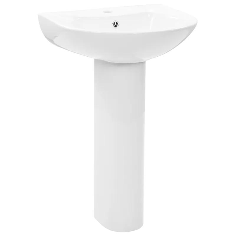 vidaXL Lavandino a Colonna in Ceramica Bianca 520x440x190 mm Direct Verzonden