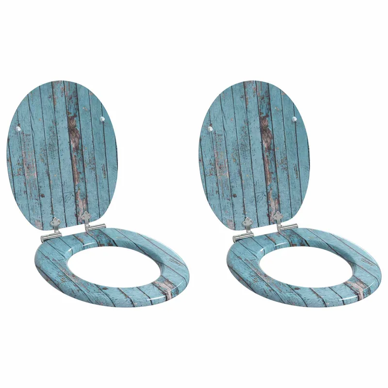 Snelle Levering vidaXL Sedile per toilette con chiusura morbida 2 pcs Blu 44 x 38 cm