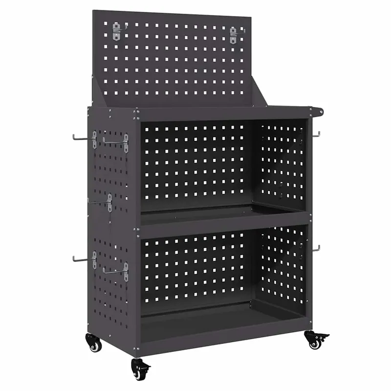 vidaXL Carrello per Attrezzi con lo scaffale Nero 65 x 35 x 111 cm Fabrieksprijs