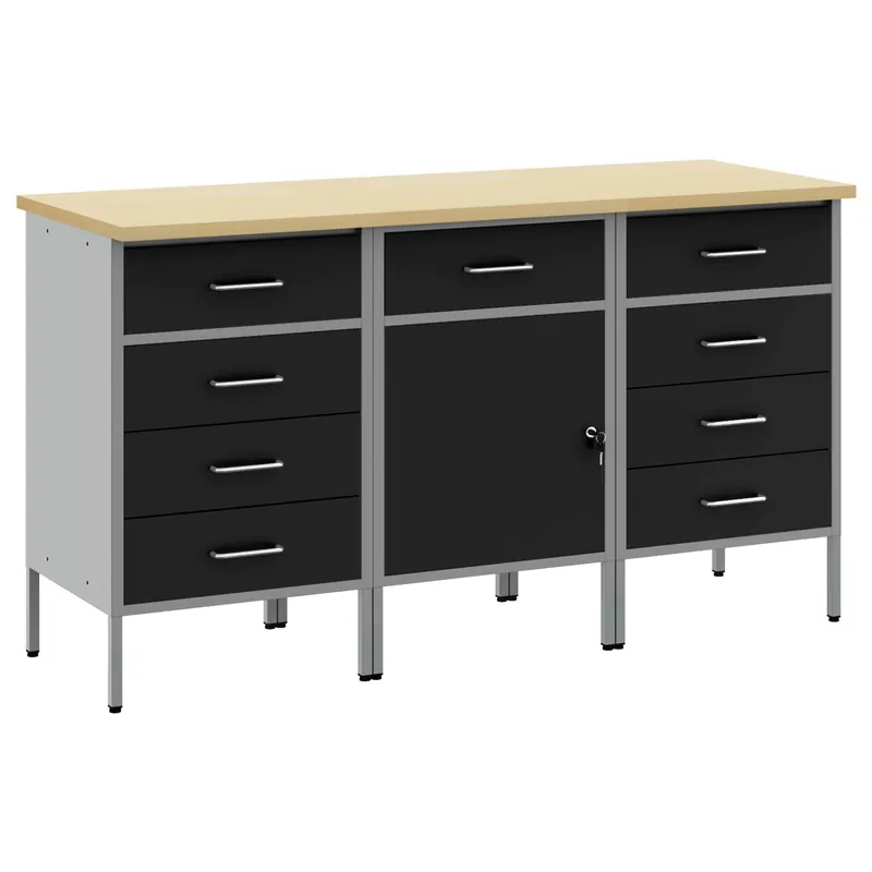 vidaXL Mobile da lavoro 3 pcs Nero e Grigio 150 x 55 x 85 cm Betaalbaar