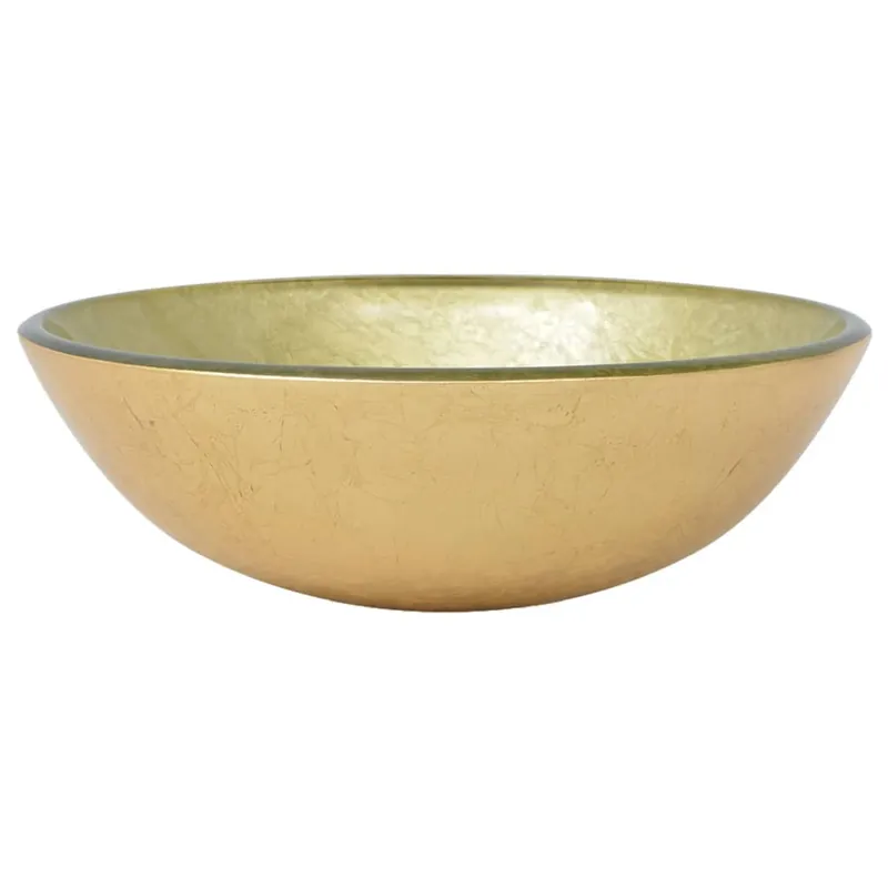 Lage Prijs vidaXL Lavandino in Vetro Temperato 42 cm Dorato