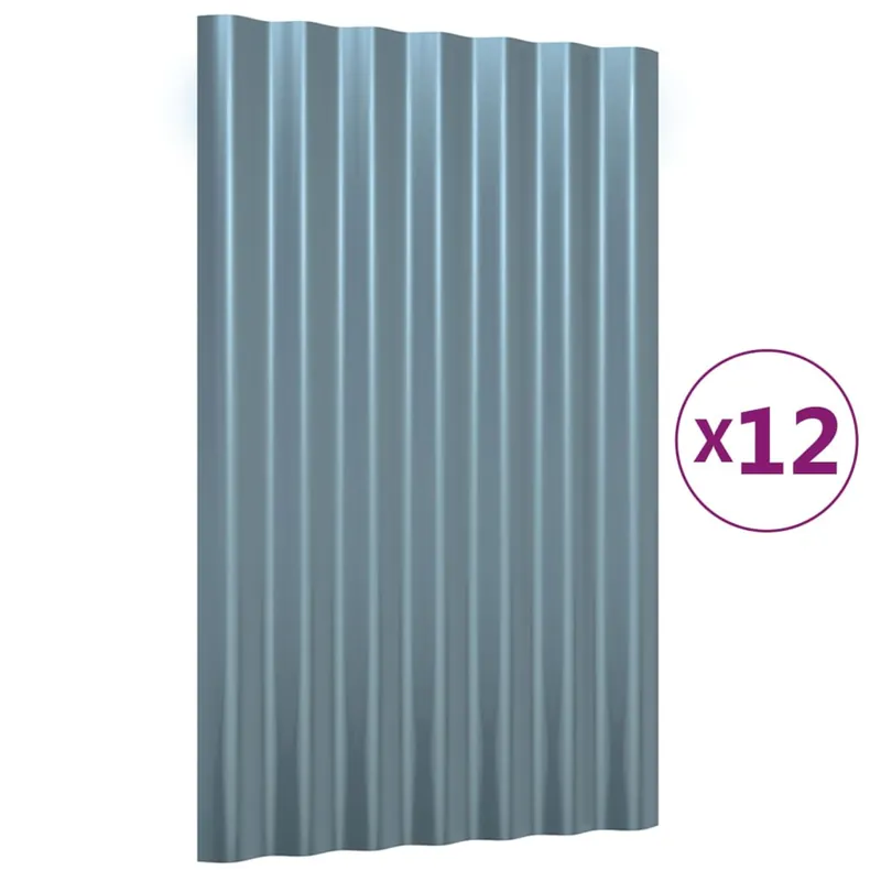 vidaXL Pannelli Tetto 12pz Acciaio Zincato Grigio 60x36cm Express Levering