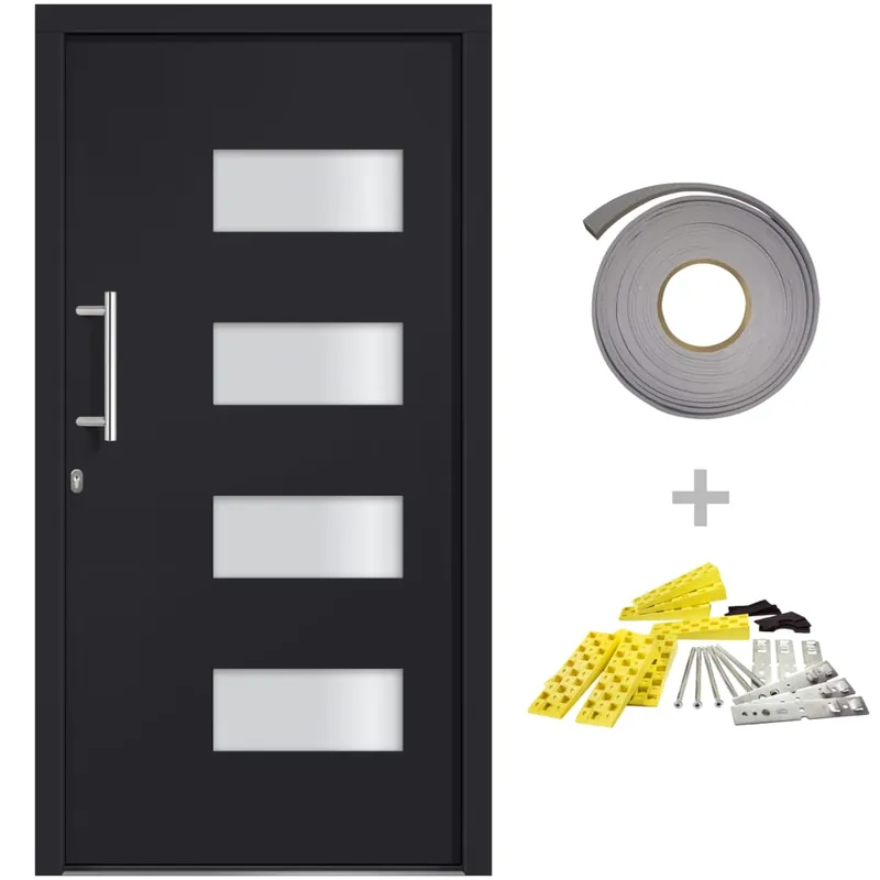 Tijdelijk Beschikbaar vidaXL Porta d‘Ingresso in Alluminio e PVC Antracite 100x210 cm