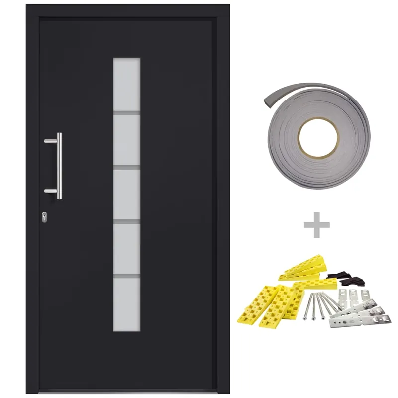 Koop Vandaag vidaXL Porta d‘Ingresso in Alluminio e PVC Antracite 100x200 cm