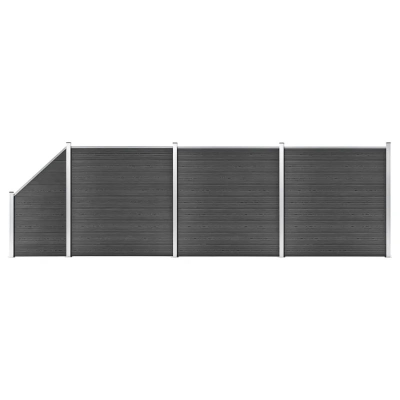 vidaXL Set Pannelli di Recinzione in WPC 619x(105-186) cm Nero Flitsaanbieding
