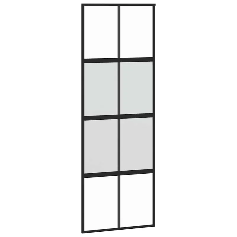 vidaXL Porta Scorrevole Nera 76x205 cm in Vetro Temperato e Alluminio Weekendaanbieding