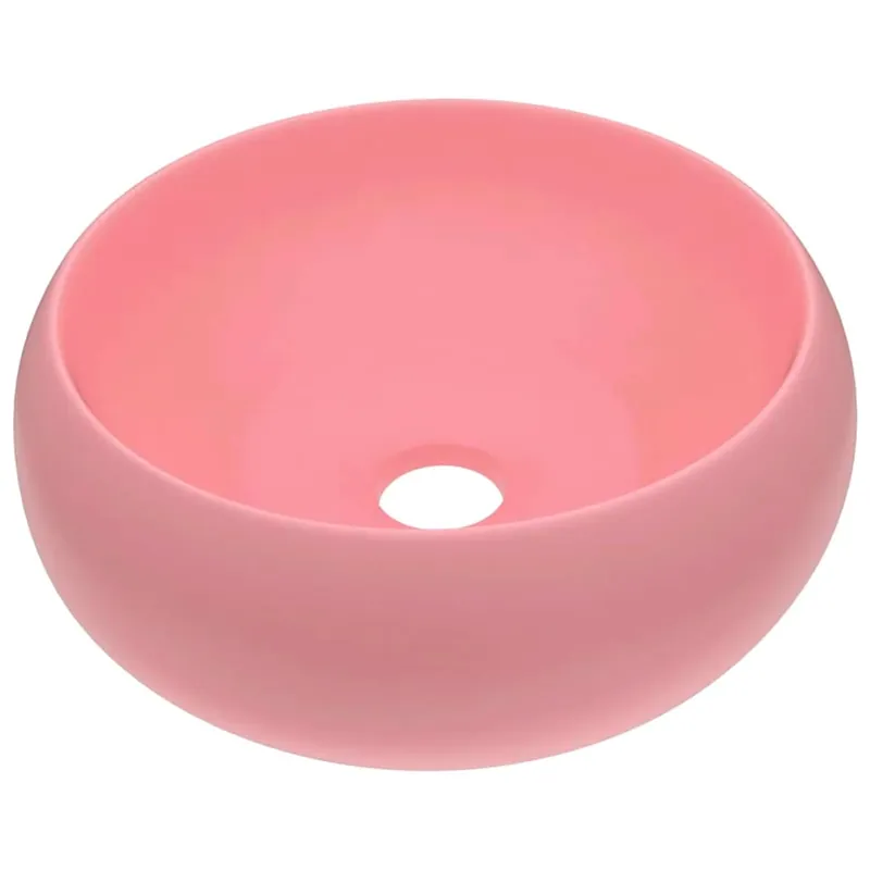 Lage Prijs vidaXL Lavandino Lusso Rotondo Rosa Opaco 40x15 cm in Ceramica