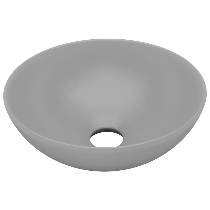 vidaXL Lavandino da Bagno in Ceramica Grigio Chiaro Rotondo Finale Uitverkoop