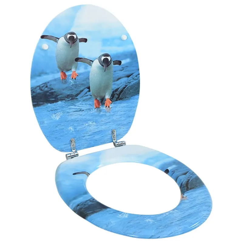 Must-Have vidaXL Tavoletta WC con Coperchio MDF Design Pinguino