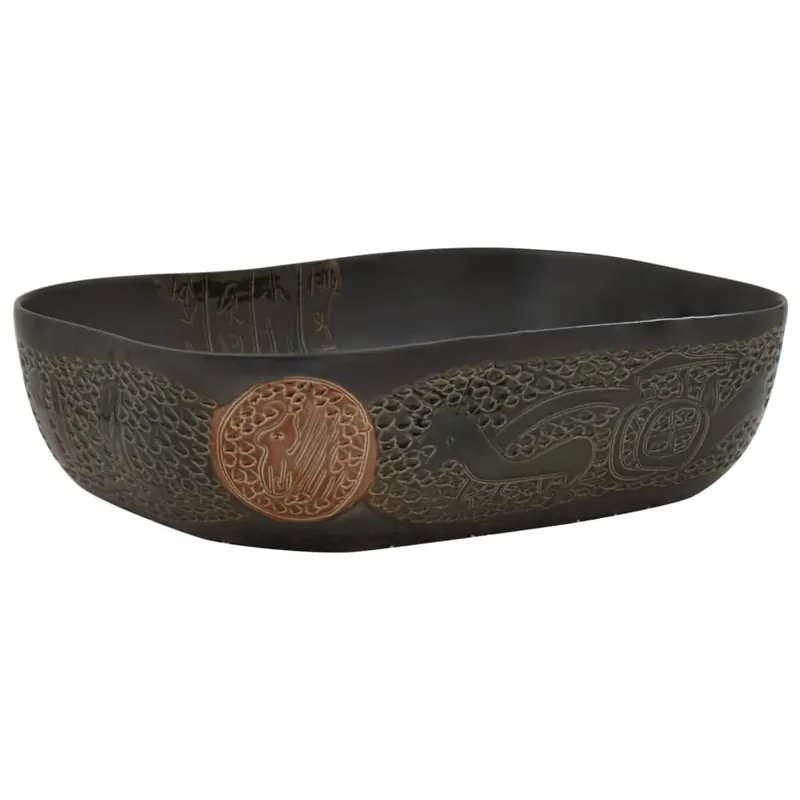 Gratis Retour vidaXL Lavabo da Appoggio Nero Rettangolare 48x37,5x13,5 cm Ceramica