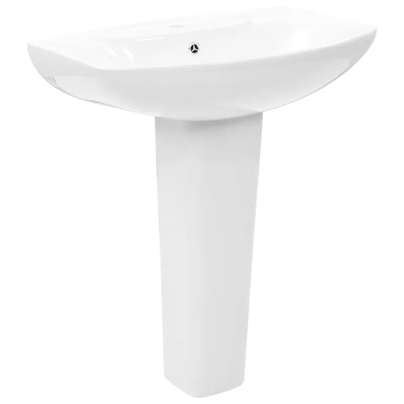 Flitsaanbieding vidaXL Lavandino a Colonna in Ceramica Bianca 650x520x200 mm