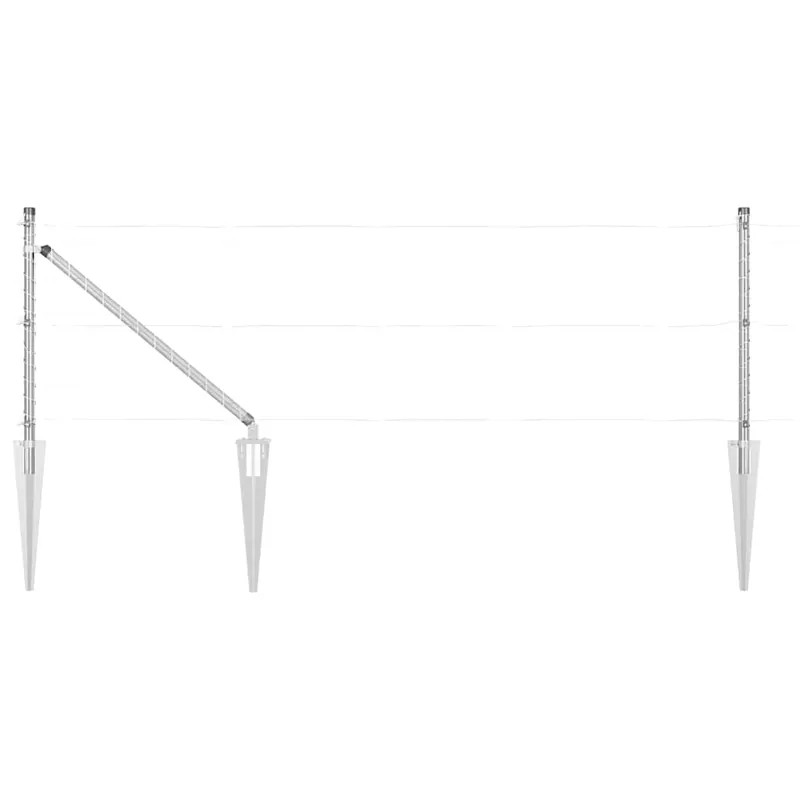 vidaXL Palo da recinzione con picchetto a terra 7 pz Argento Uitverkoop