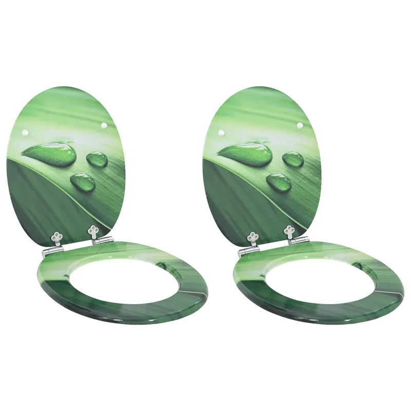 vidaXL Sedile per toilette con chiusura morbida 2 pcs Goccia verde Direct Verzonden