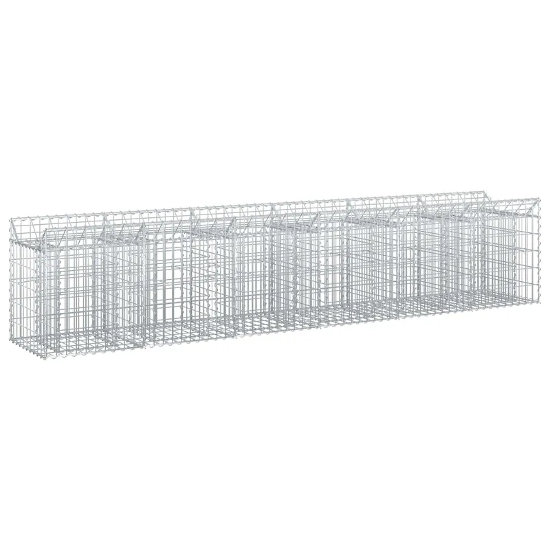 vidaXL Letto rialzato in gabbione 2 pcs Argento Gecertificeerd
